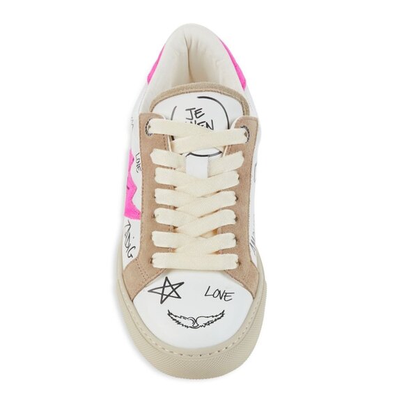 Zadig & Voltaire Charms Print Logo Leather & Suede Sneakers EU 40 / US 10 NEW - Picture 4 of 11